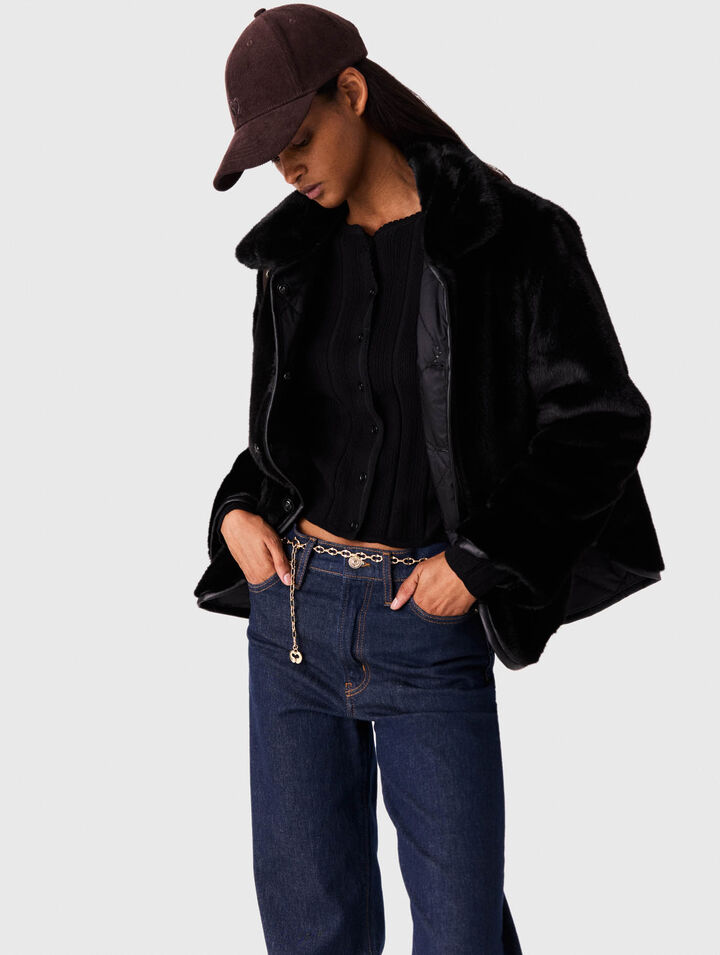Reversible sequin puffer jacket