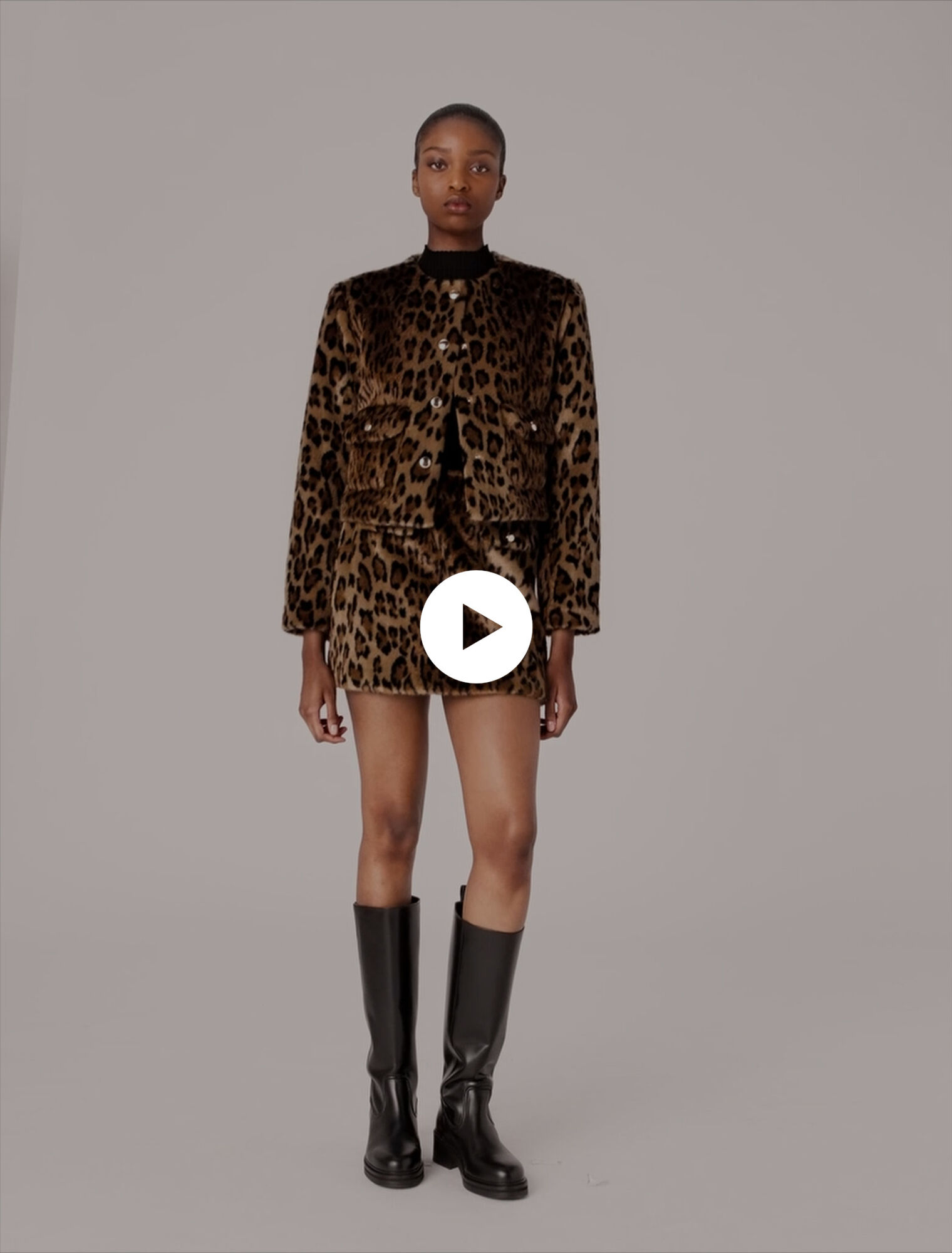 Leopard faux fur jacket