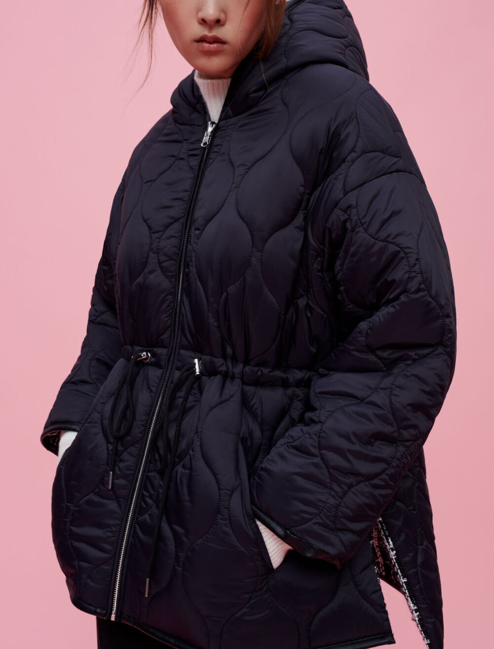Maje long down jacket with fur new arrivals