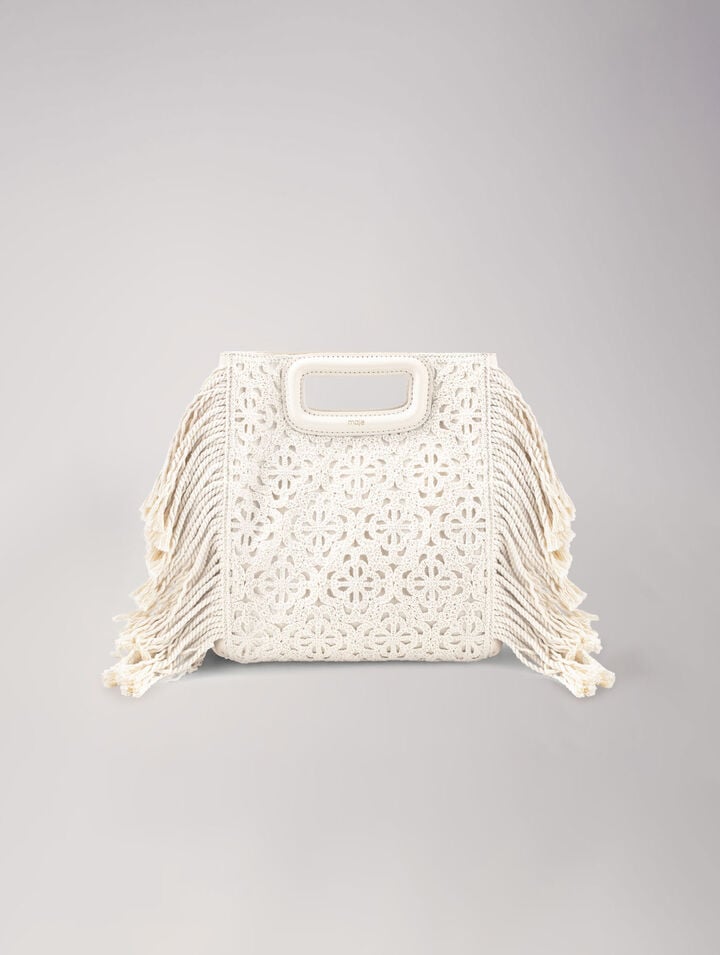 Lace-effect embroidered M bag