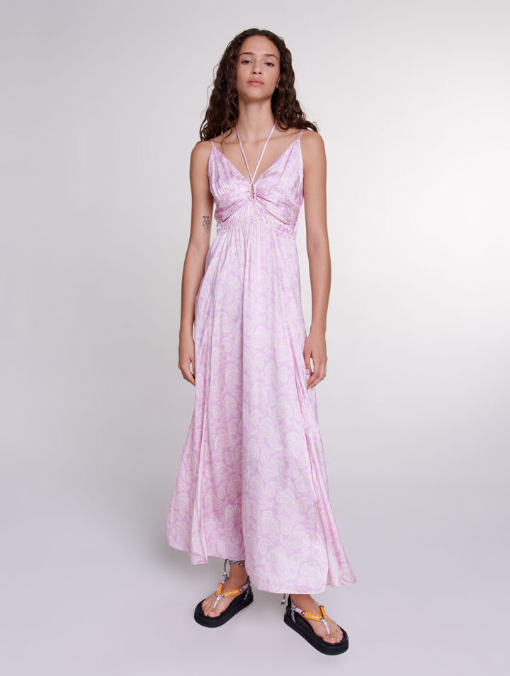Robe longue imprimée ajourée