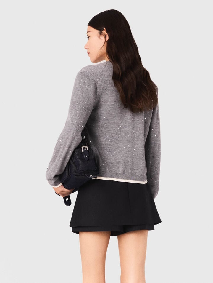 Cardigan 100% laine avec strass