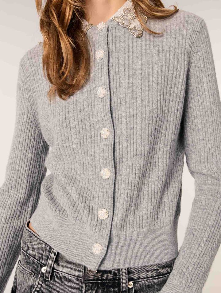 Cardigan à col bijoux amovible