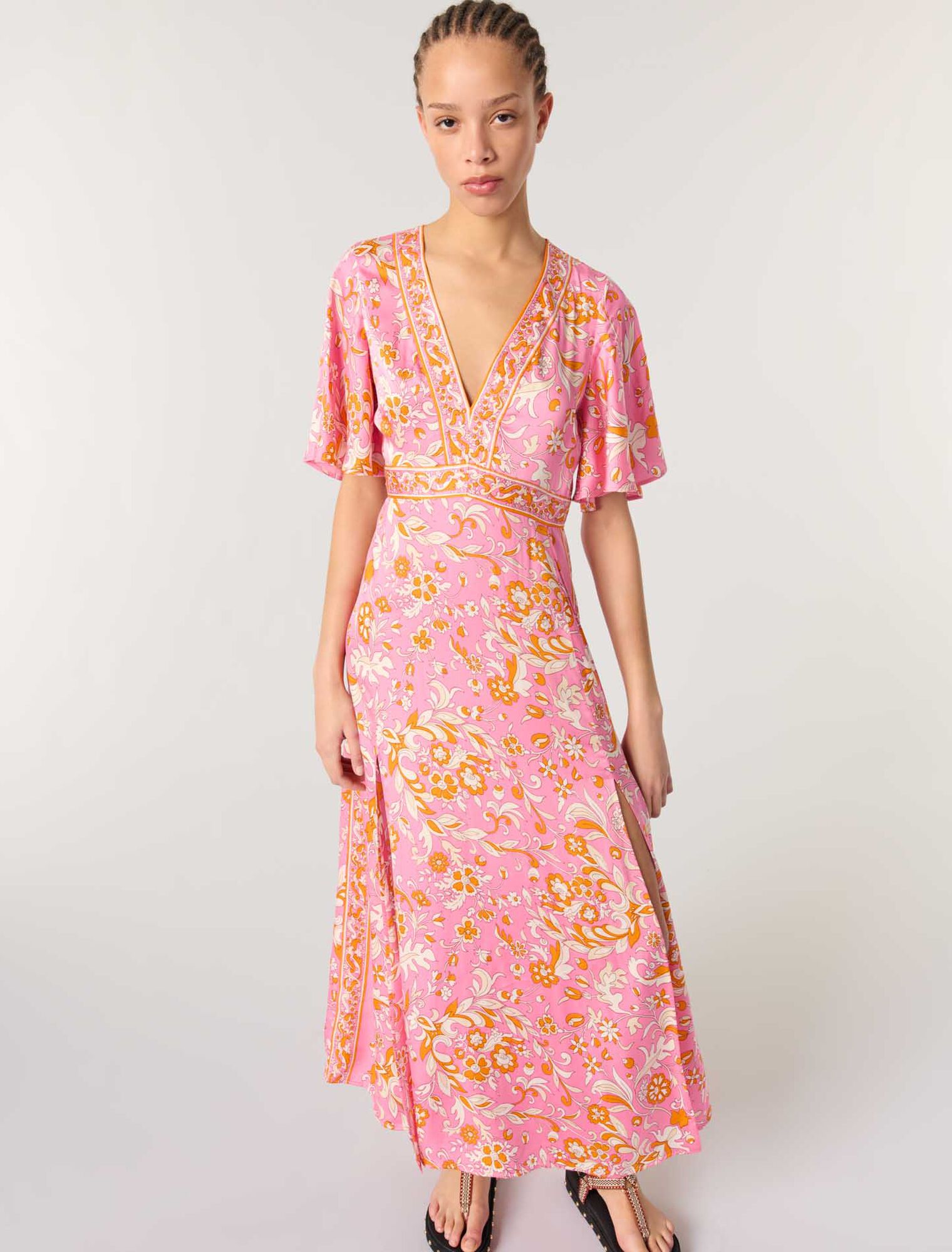 Robe longue fluide imprimée 