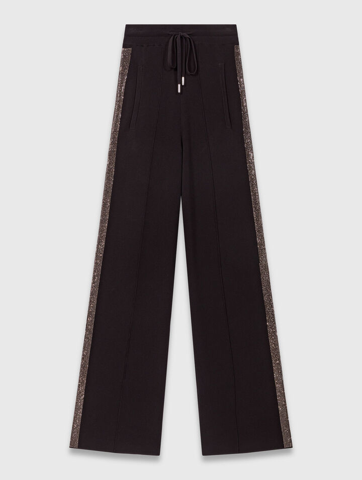 Pantalon avec bande strassée
