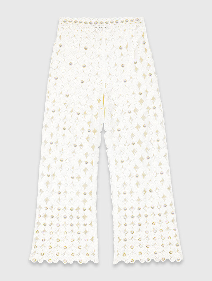 Crochet trousers with mirrors