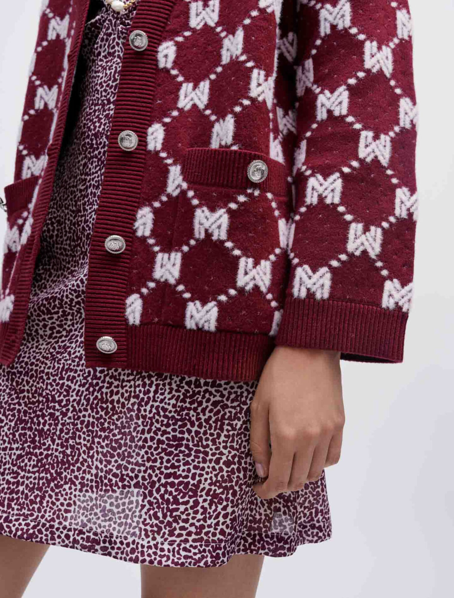 Cardigan en maille Jacquard Maje