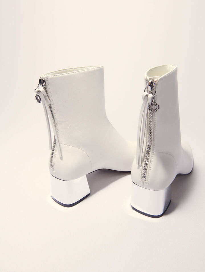 Bottines en cuir à bout carré