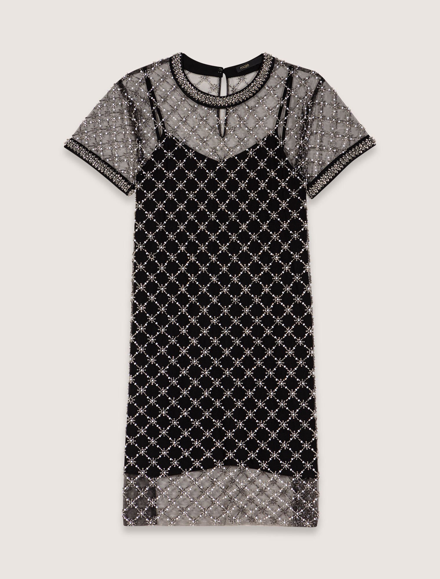 Robe courte en tulle brodé