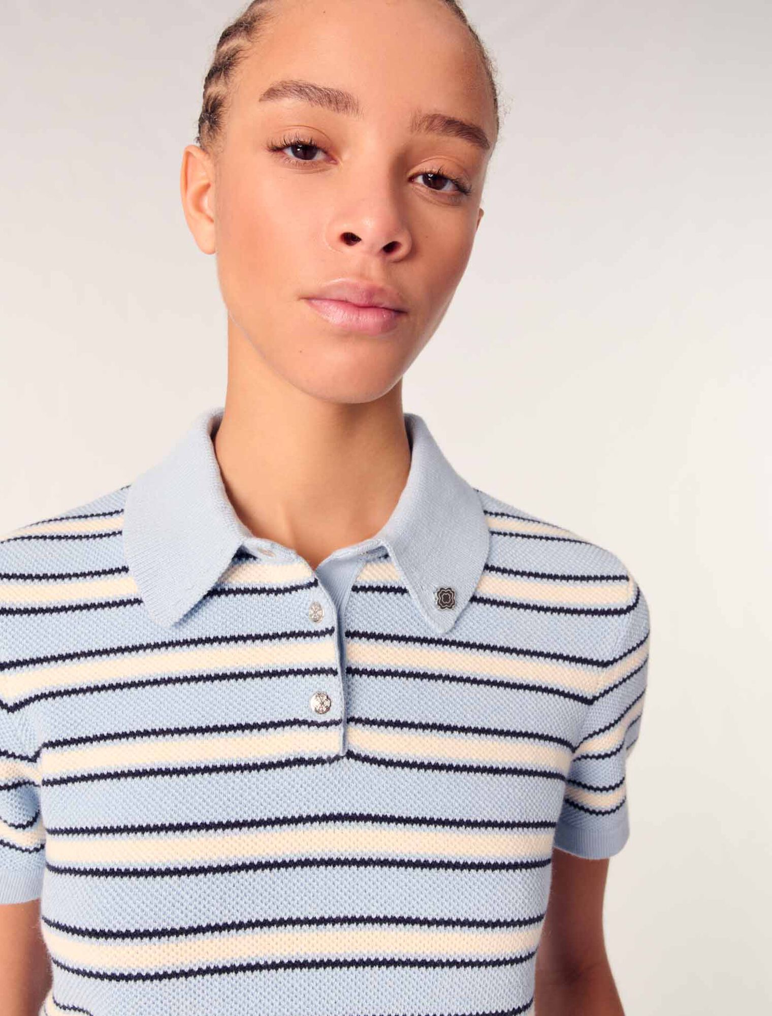 Polo en maille à rayures