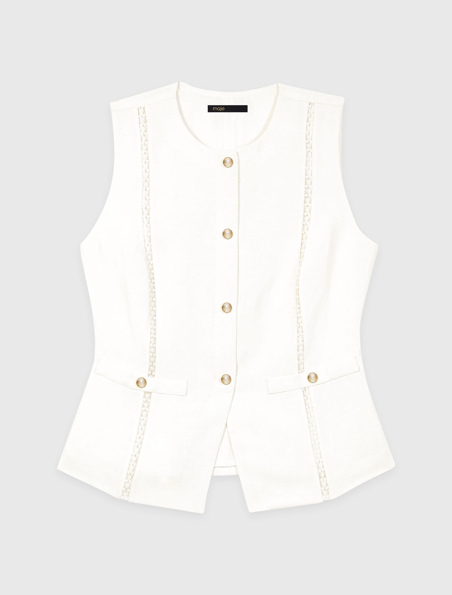 Embroidered linen-blend jacket