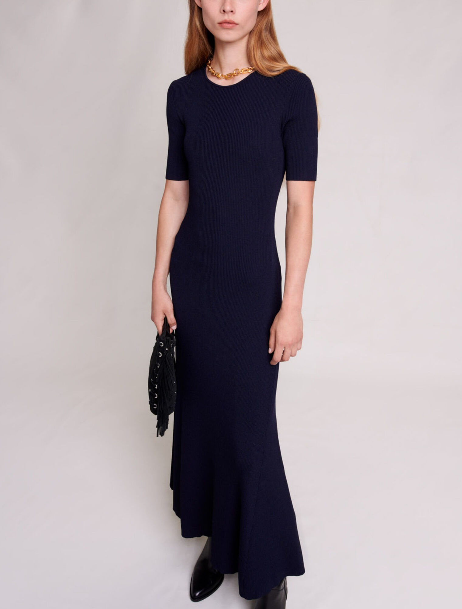 Robe longue en maille ajourée