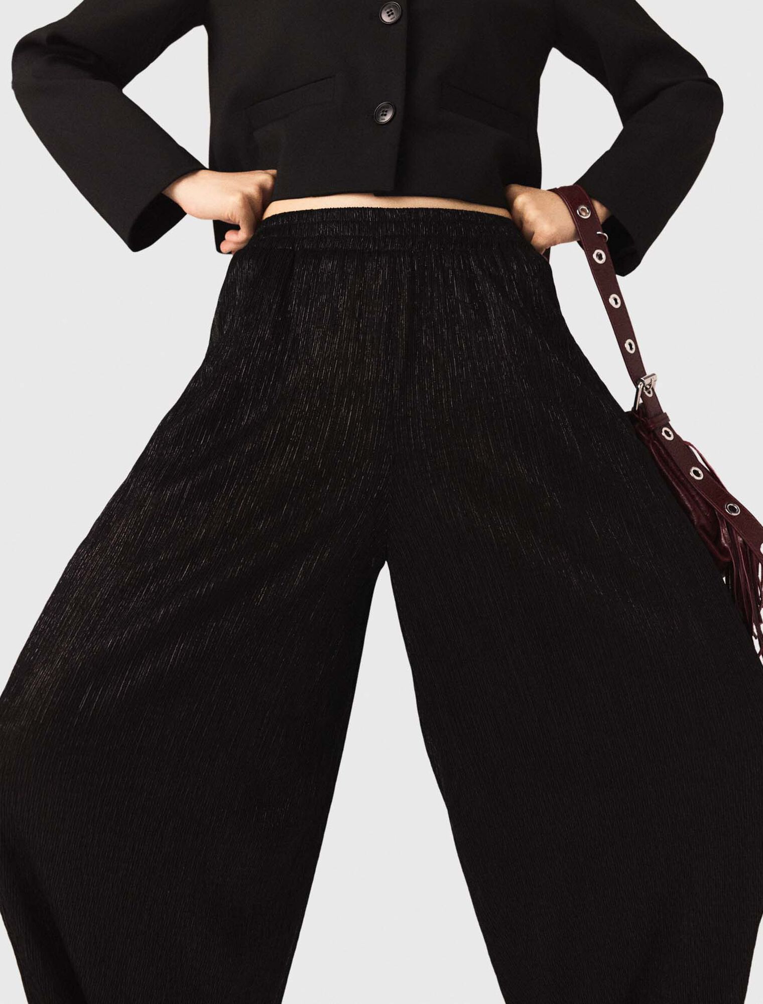 Pantalon large effet métallisé