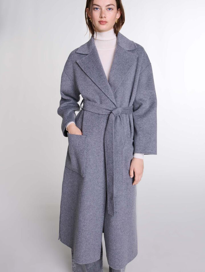 Manteau long double face ceinturé