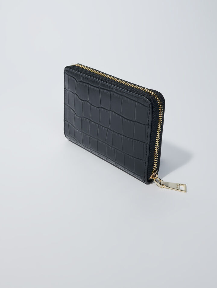 Portefeuille en cuir effet croco