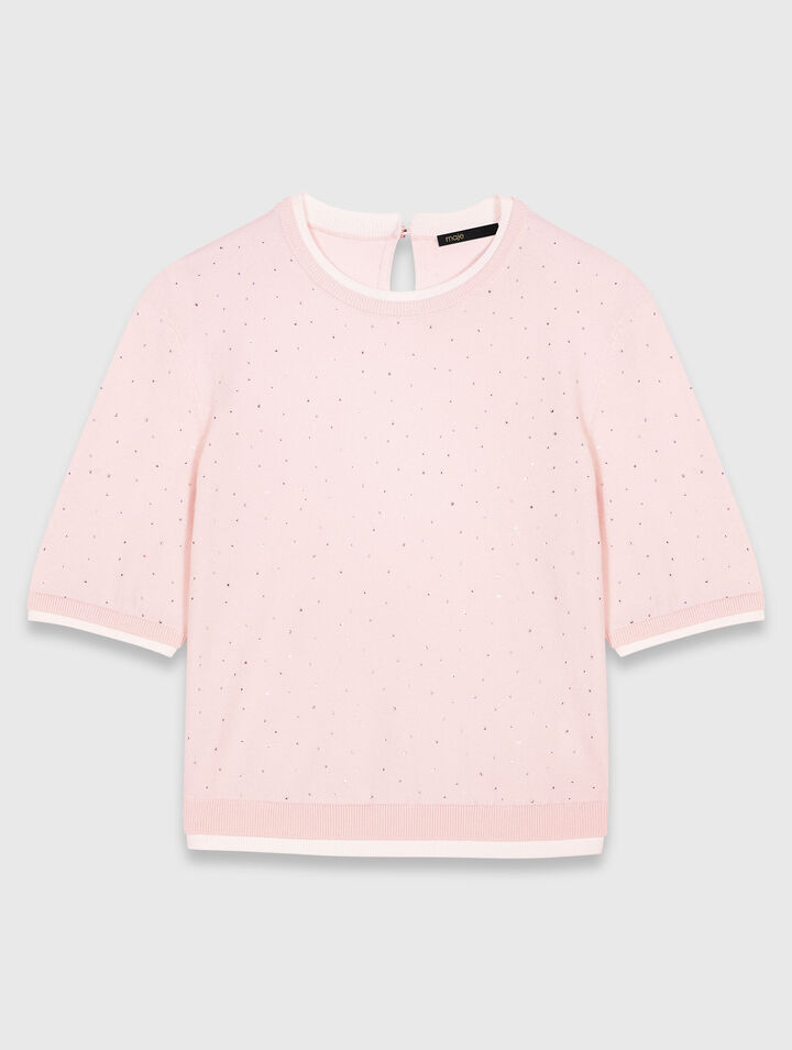 Pull 100% laine à manches courtes