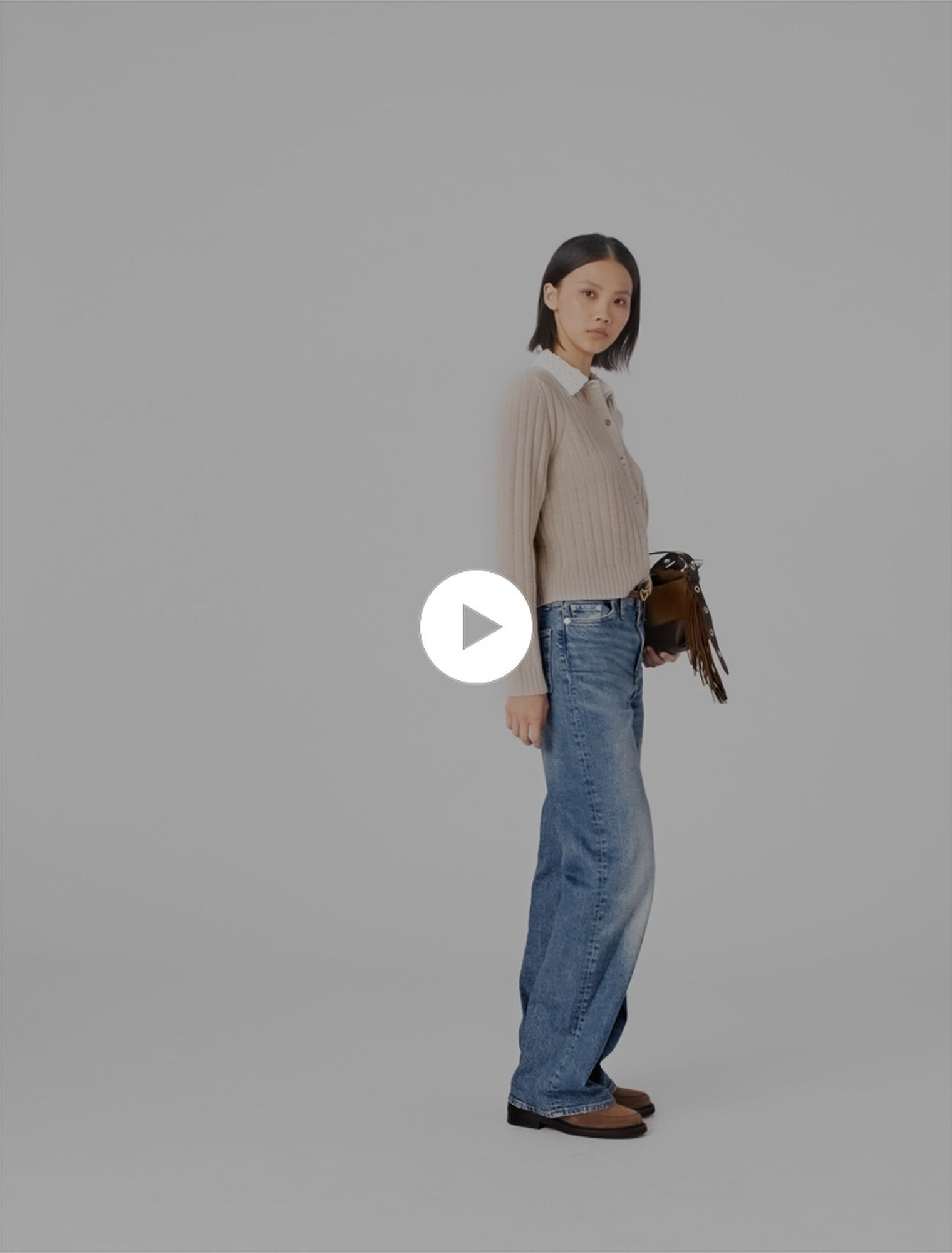 Cardigan avec col perl&eacute; amovible