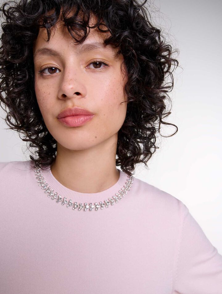 Pull court en maille avec strass