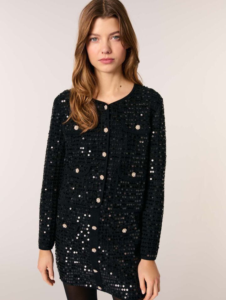 Cardigan court à sequins