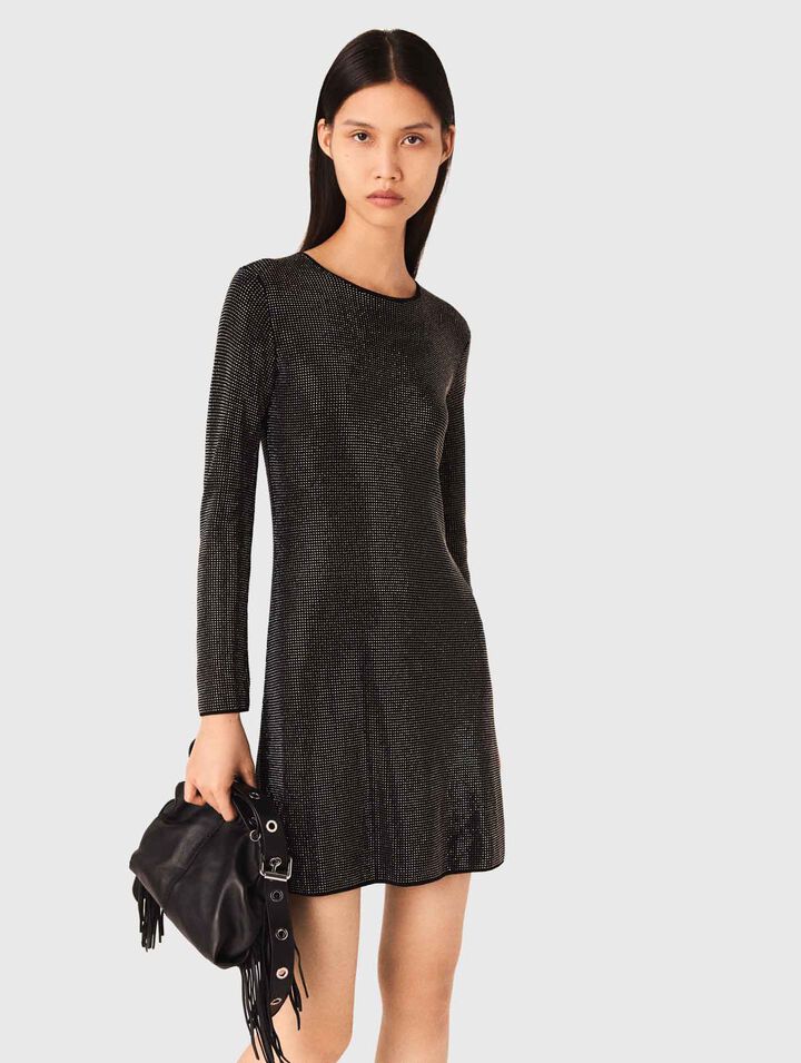 Short rhinestone knit dress