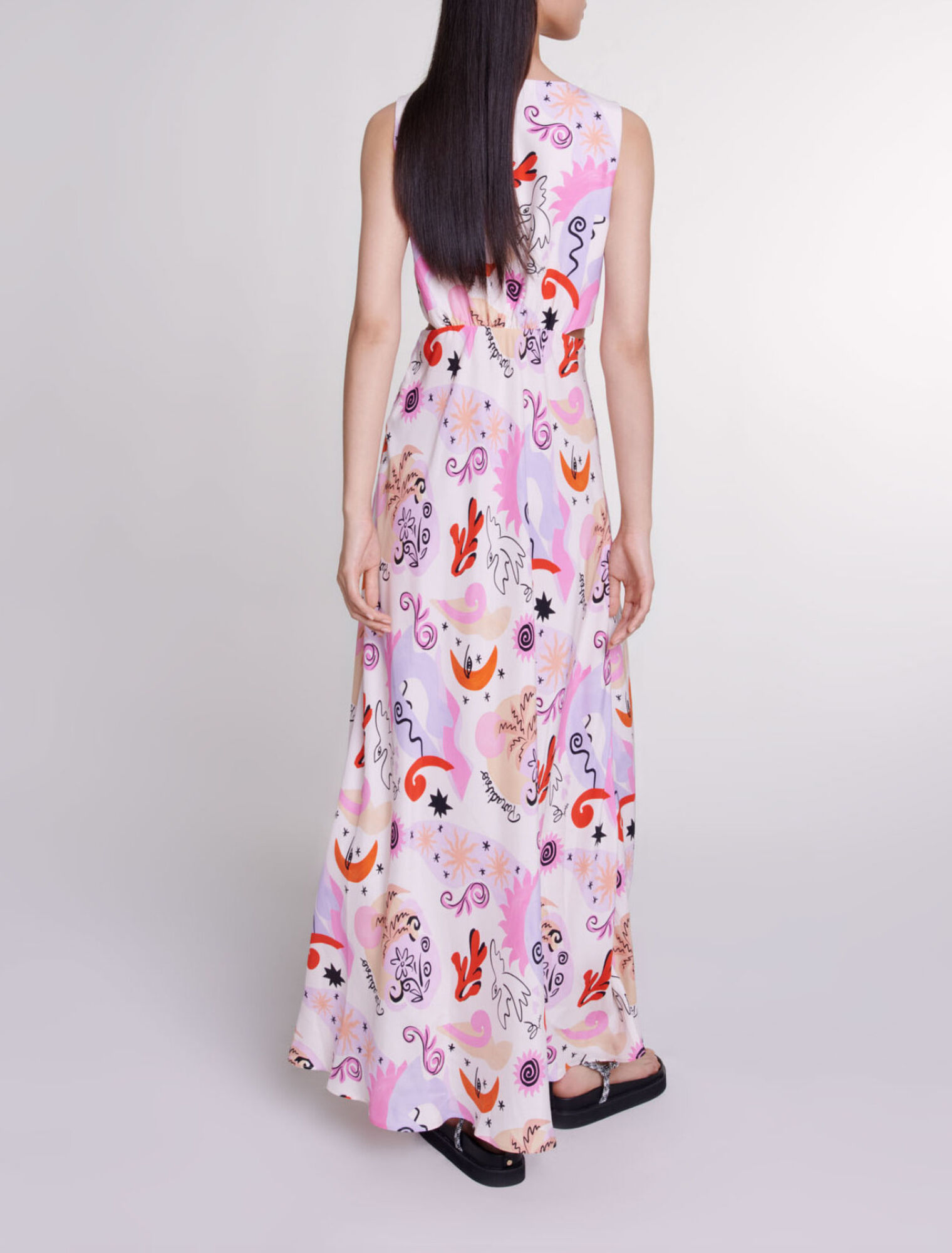 Cutaway silk maxi dress