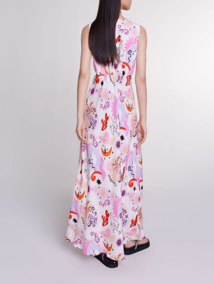 Cutaway silk maxi dress