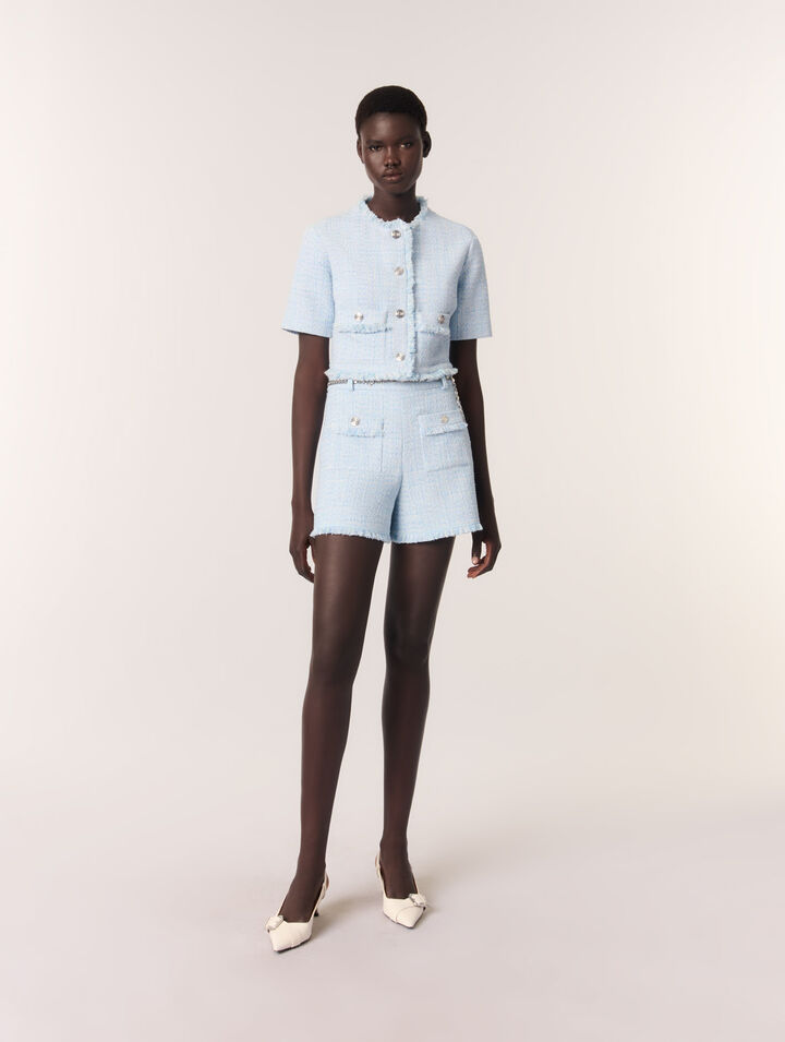 Short en tweed avec ceinture