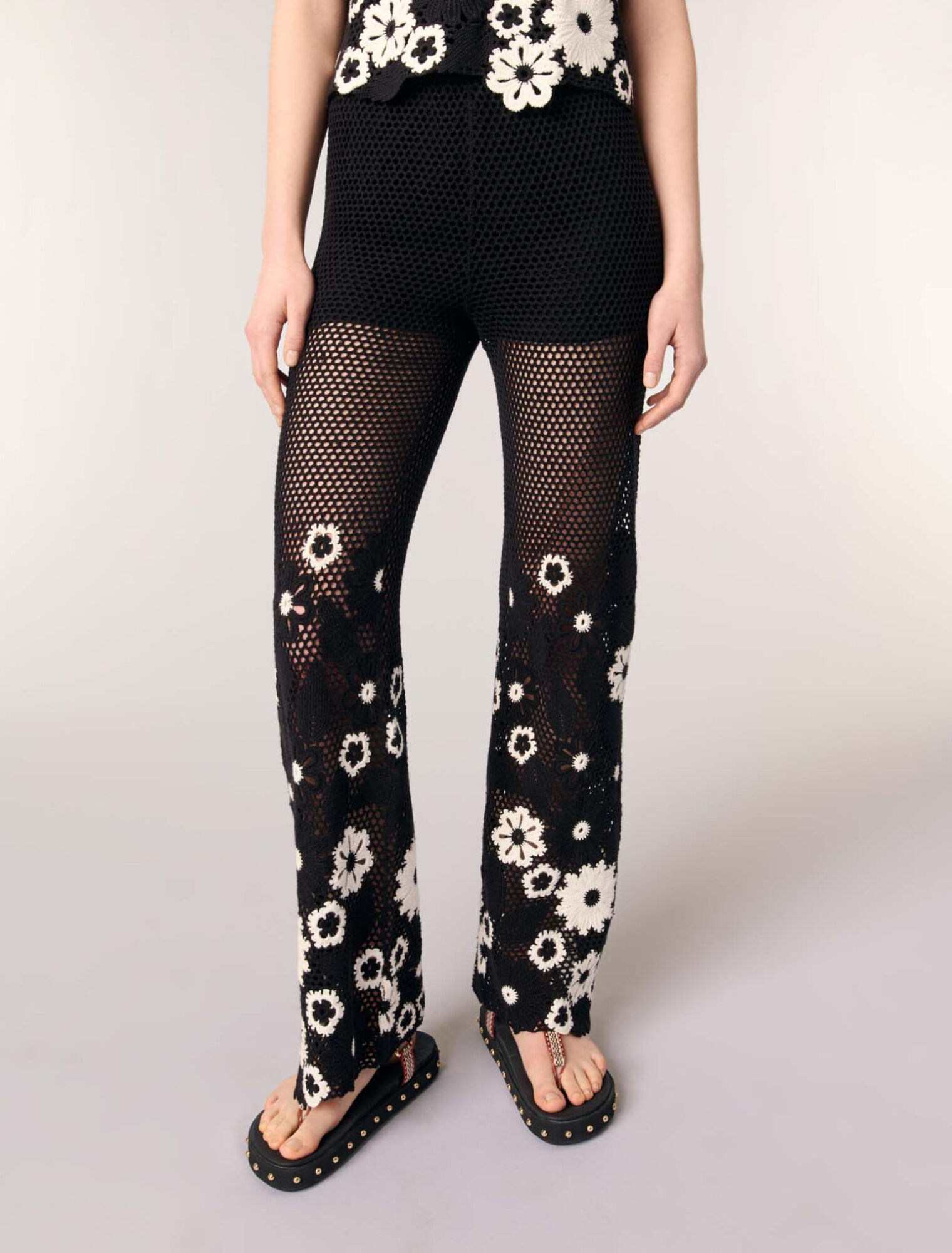 Pantalon en crochet floral