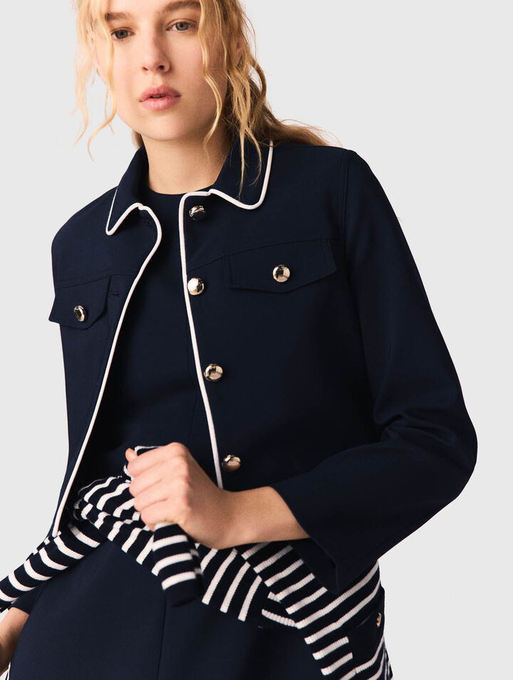 Short jacket with contrast trim