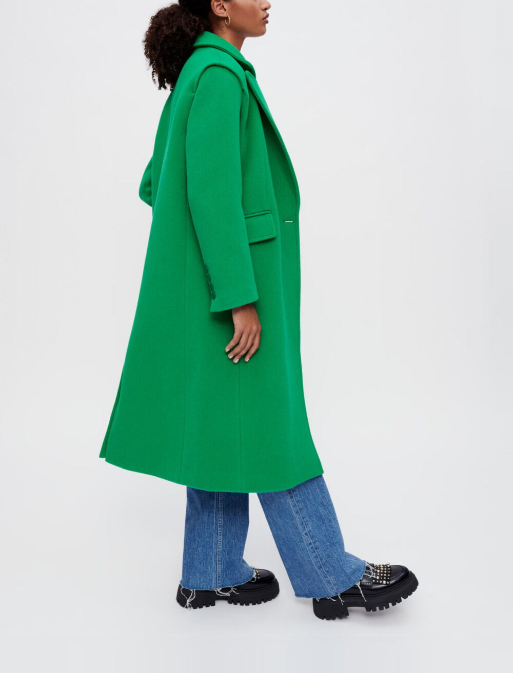 Maje straight coat in virgin wool best sale