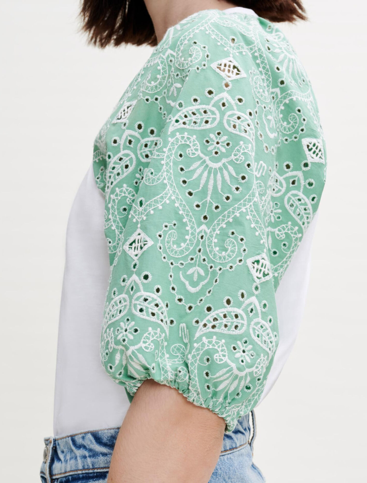 Mixed-material tee-shirt