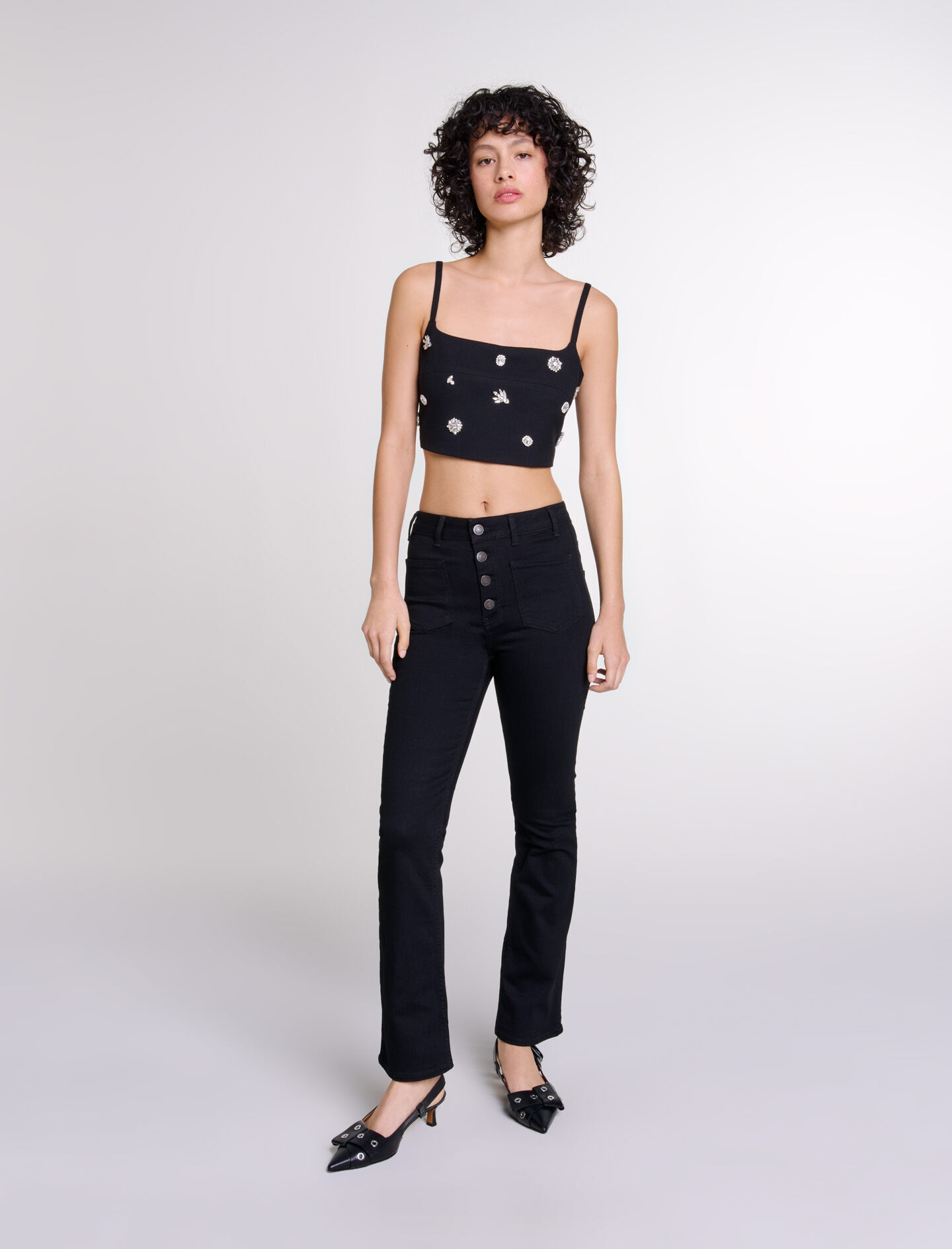 Jean evase Jeans taille haute Maje