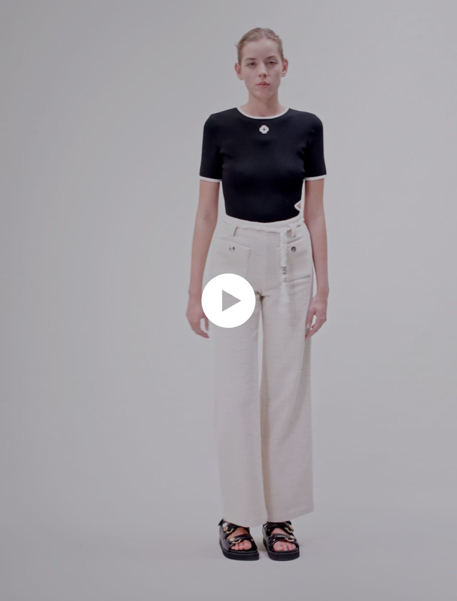 Pantalon en tweed à fils métalisés