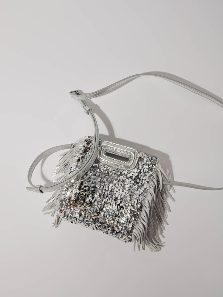 Sac M mini en sequins argents