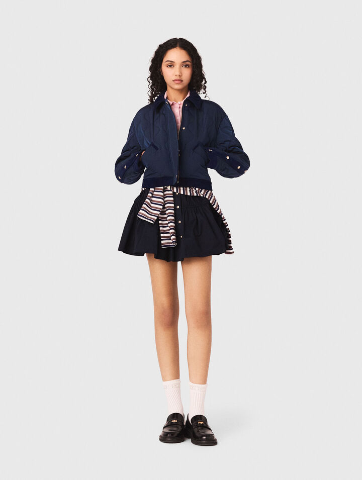 Blouson matelass&eacute; &agrave; d&eacute;tails velours