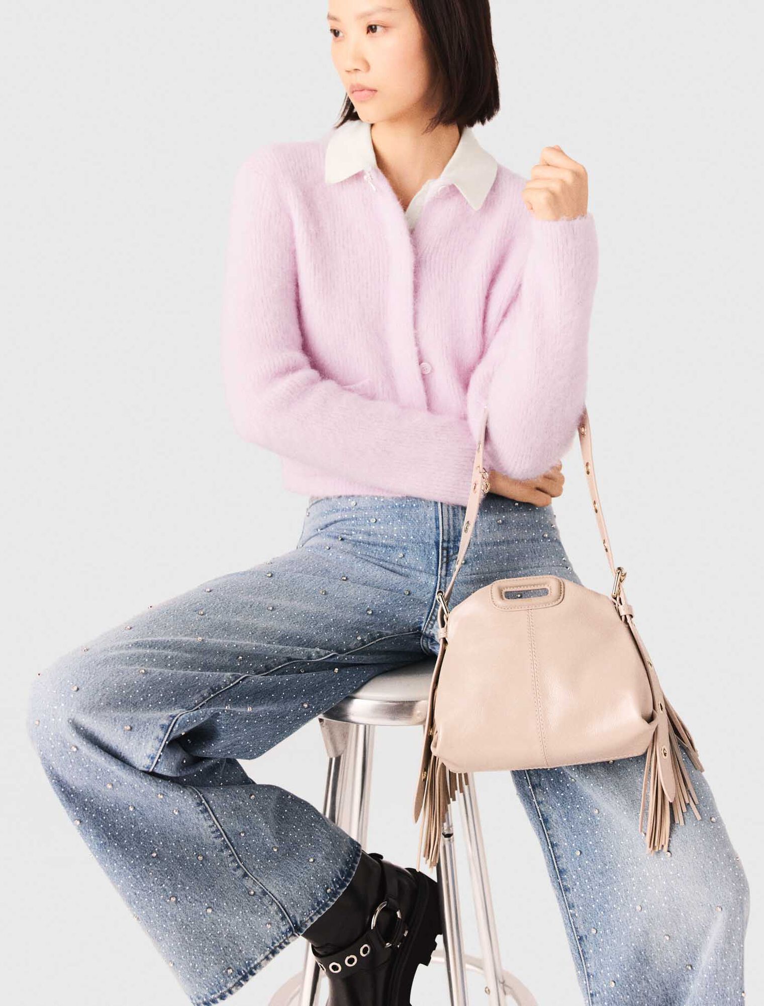 Jewelled bow cardigan