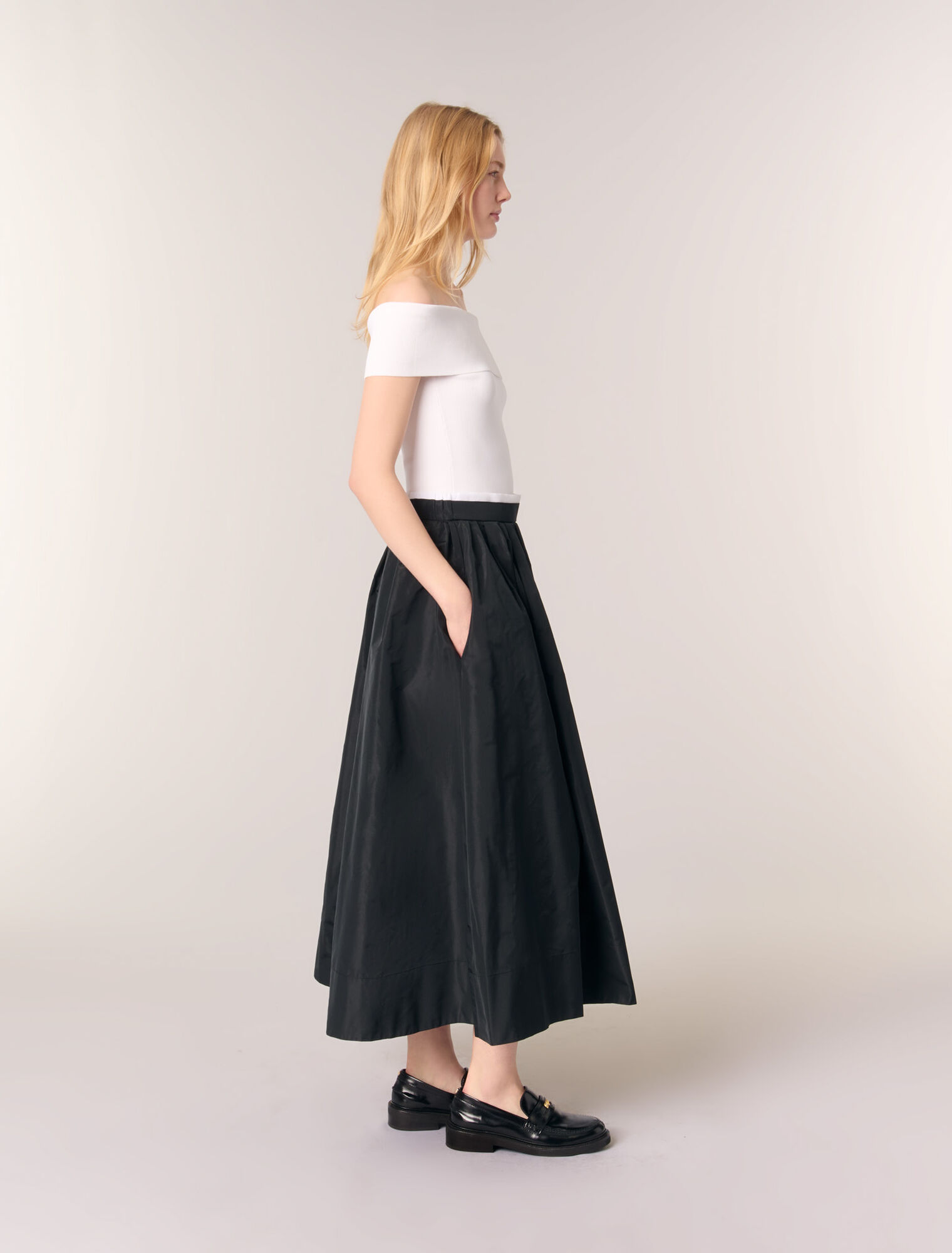 Jupe longue avec taille contrastée