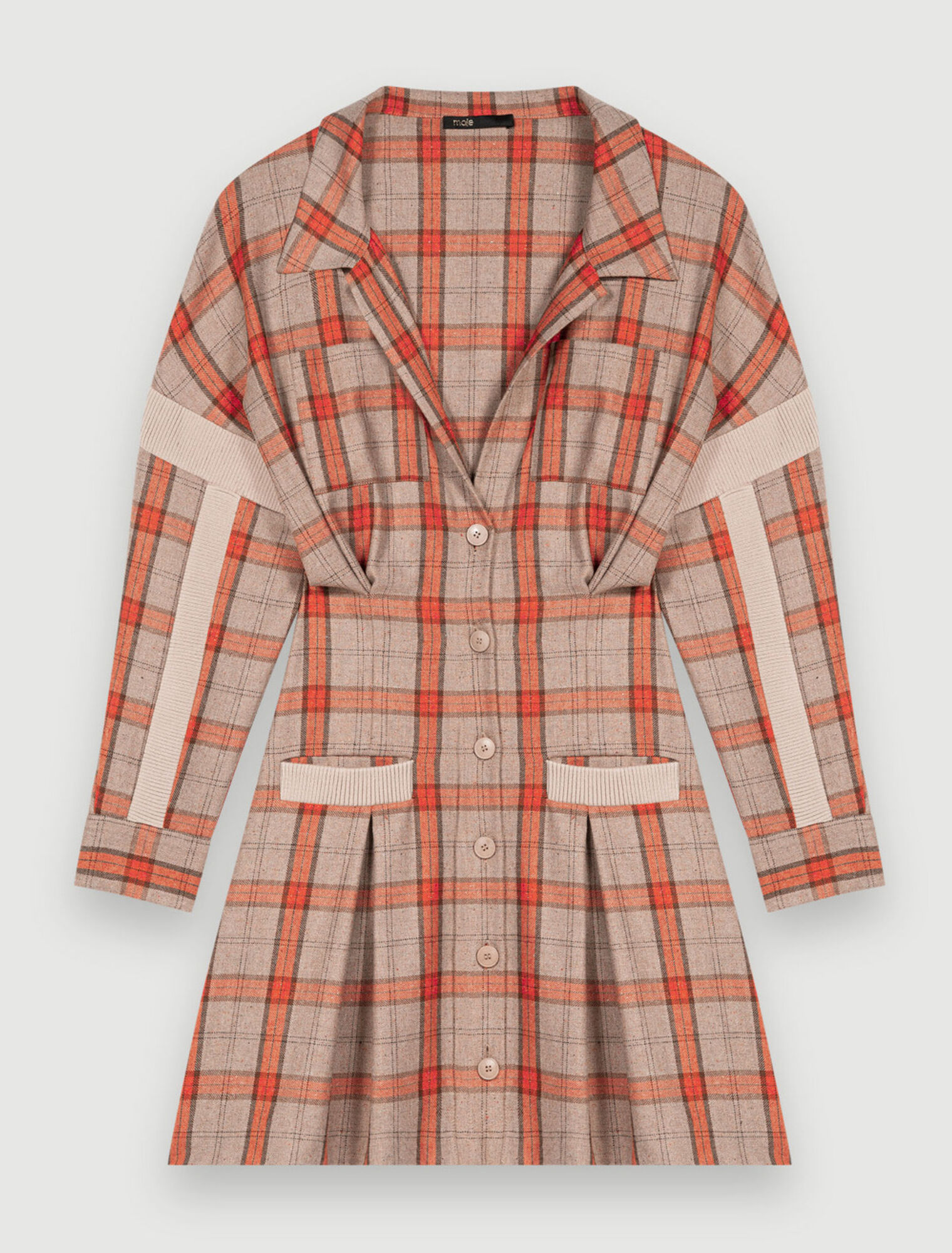 Orange and camel check shirt dress