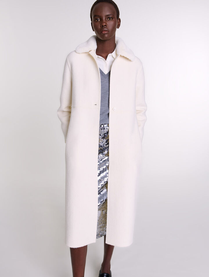 Manteau en laine à col amovible