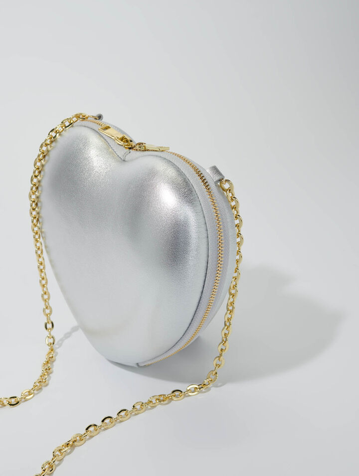 Heart-shaped leather bag