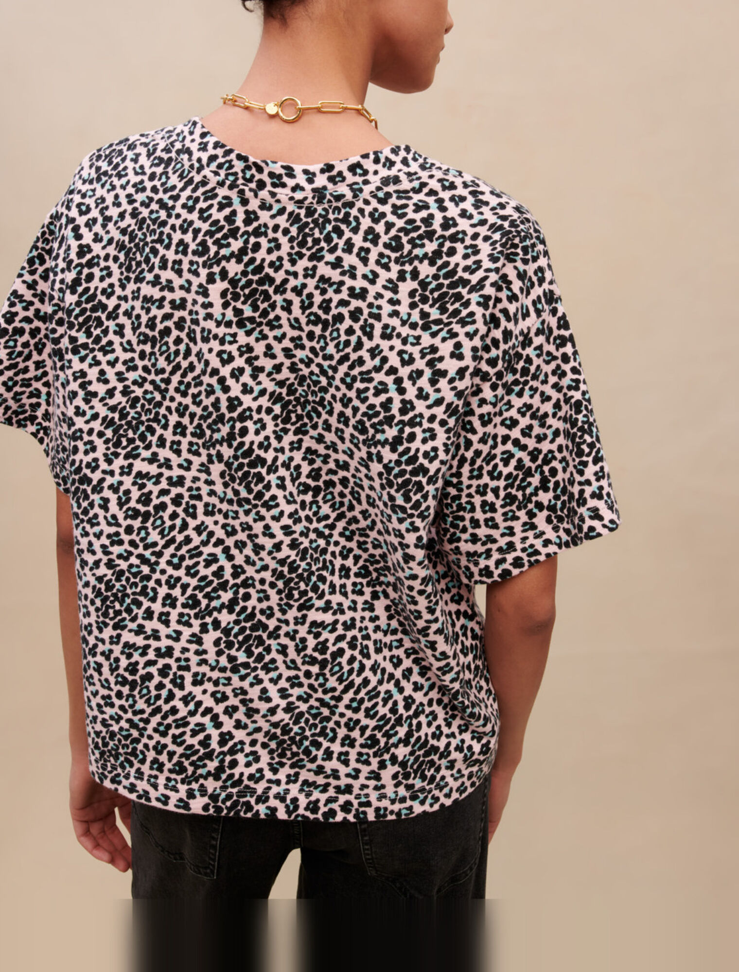 Leopard print cotton T-shirt