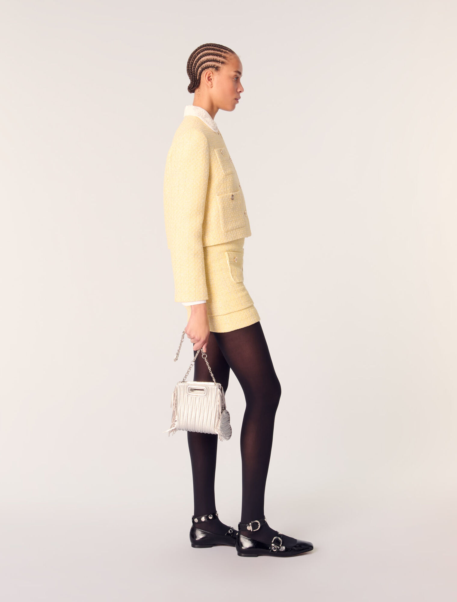 Veste courte en tweed et lurex