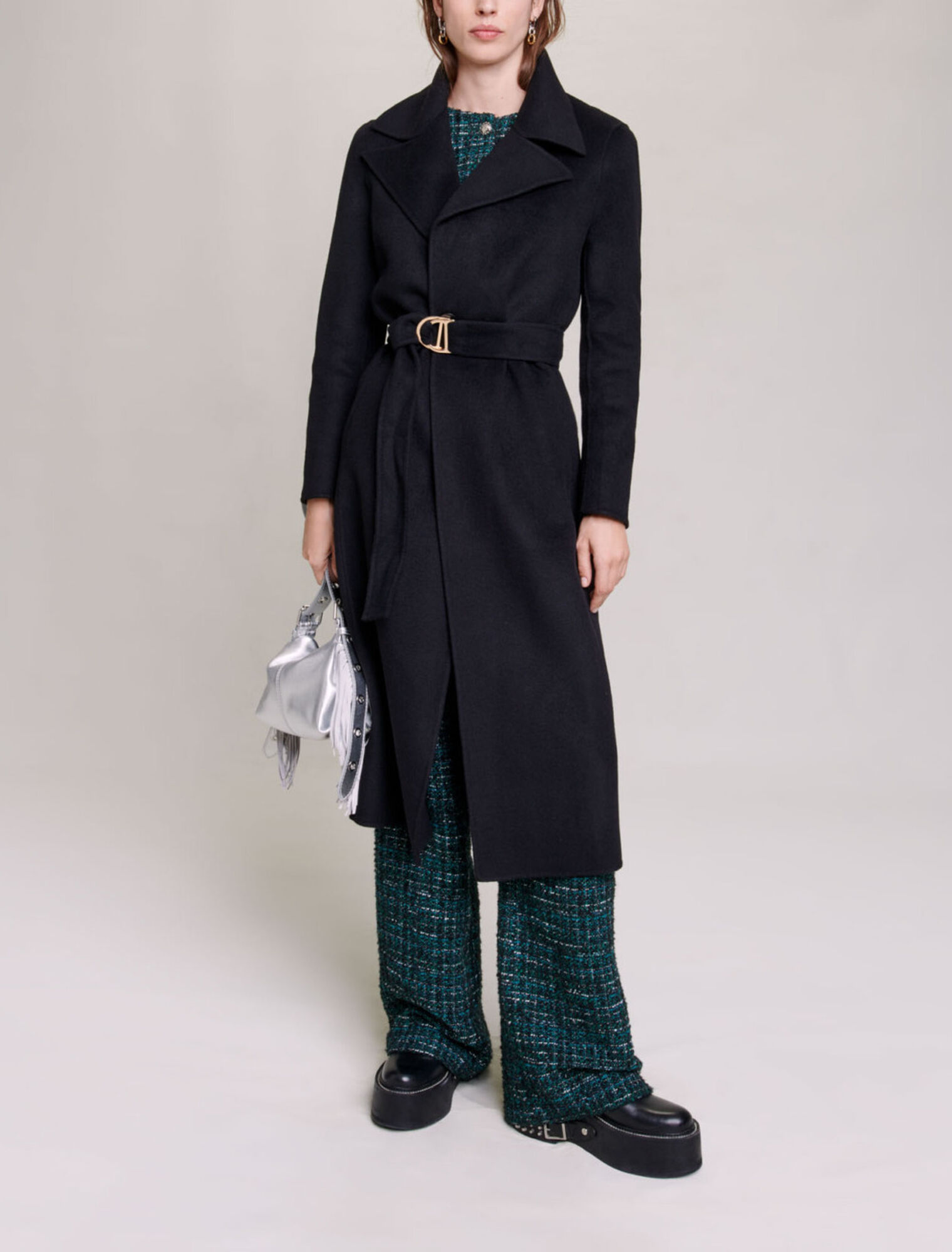 Manteau en double face ceinturé