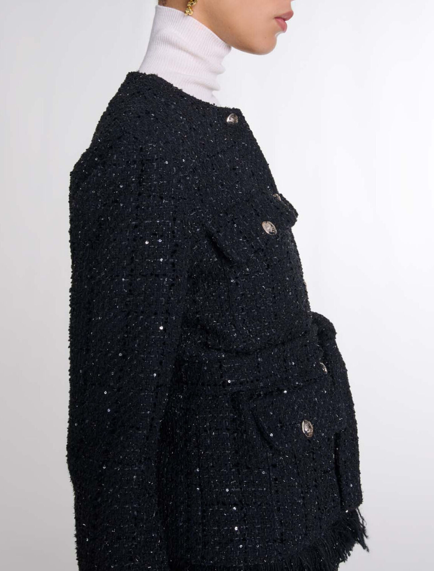 Sequinned tweed jacket