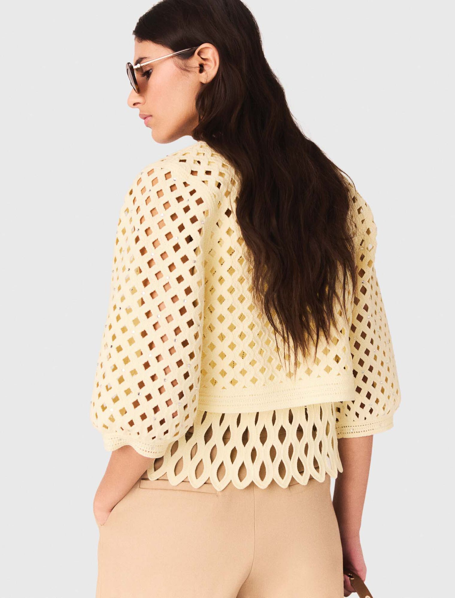 Rhinestone crochet cardigan