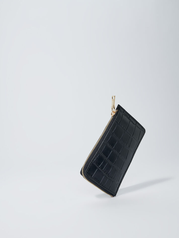Porte-cartes en cuir effet croco