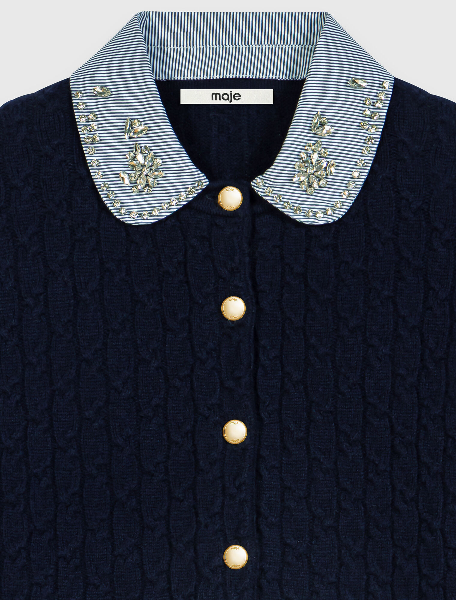 Cardigan with poplin collar