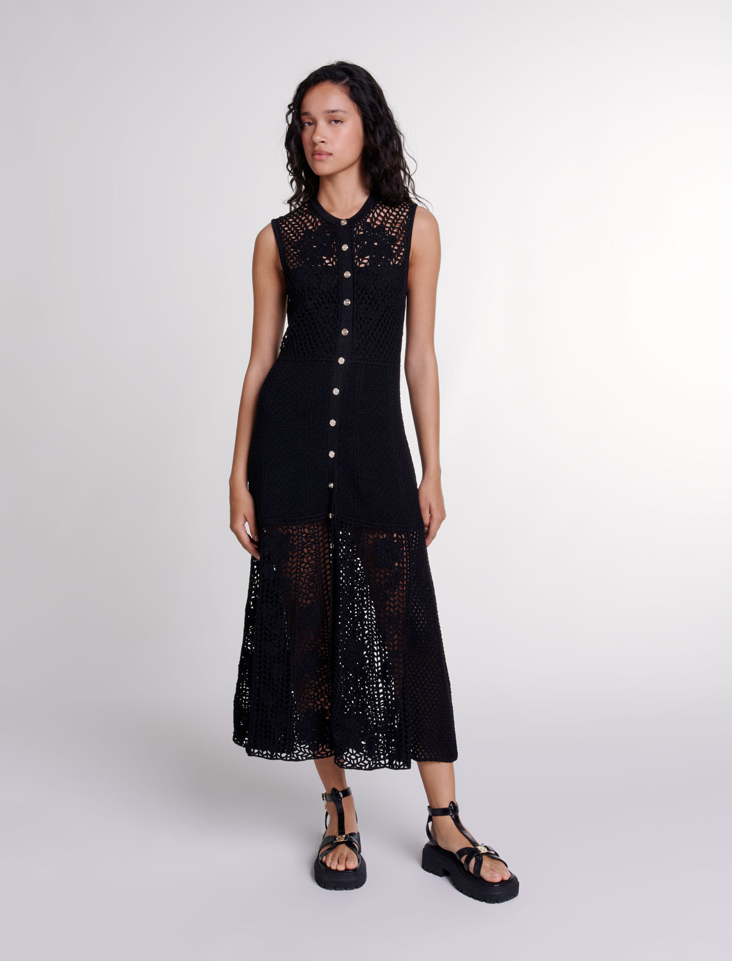 Robe longue noire maje new arrivals