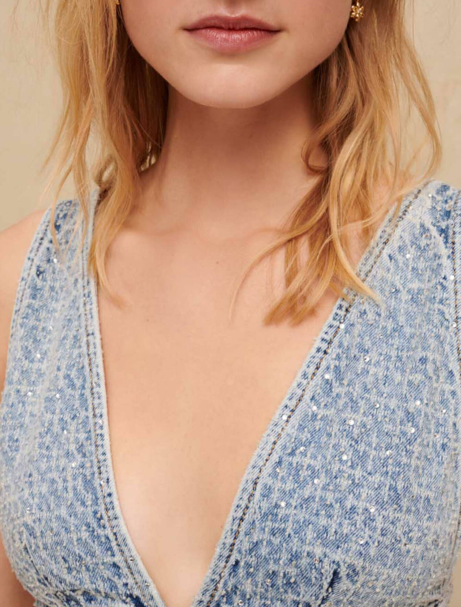 Brassière en jean strassé
