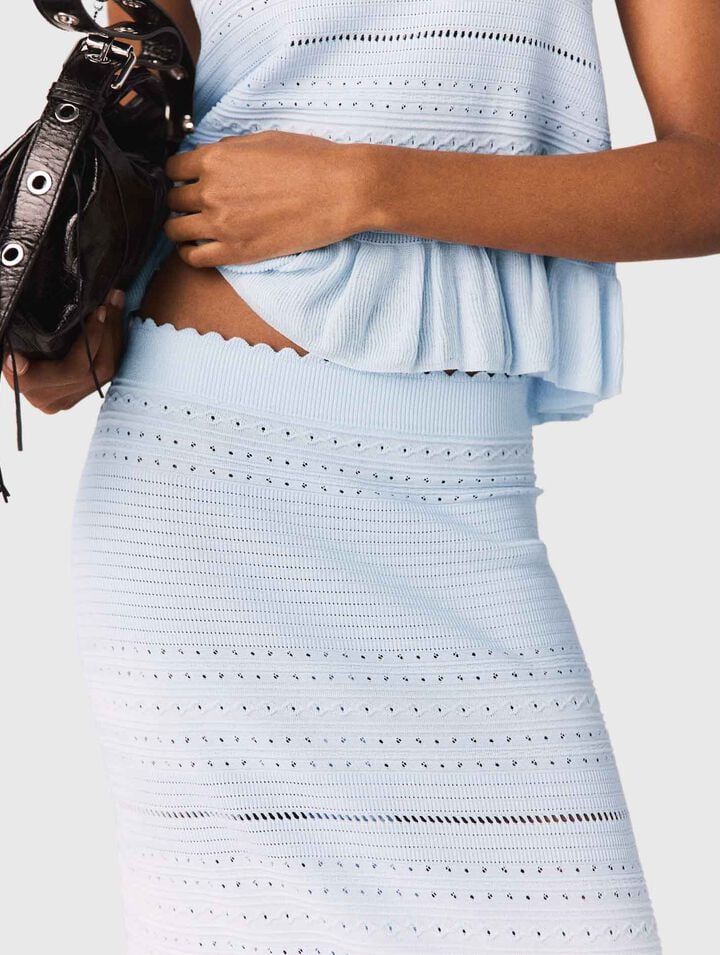 Jupe longue en maille avec volants